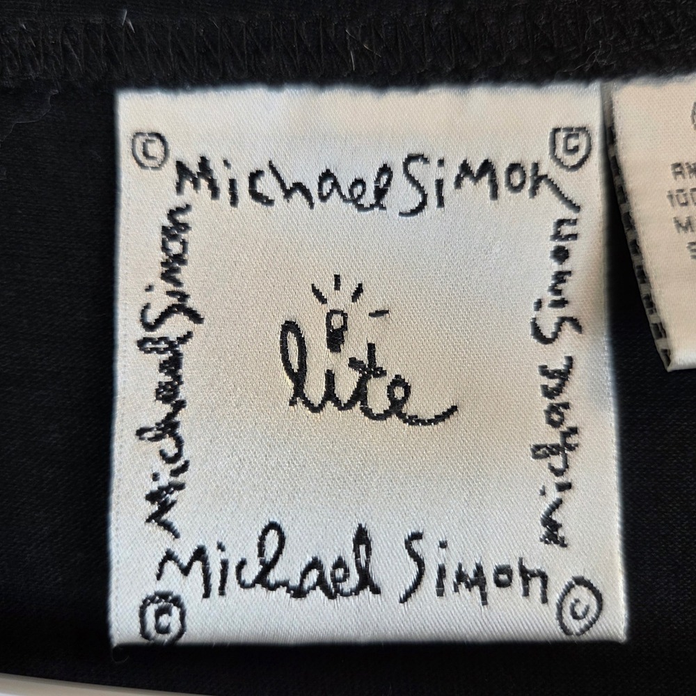 VTG Michael Simon Lite Womens Black Embroidered Vacation Cardigan P/M - Picture 3 of 8